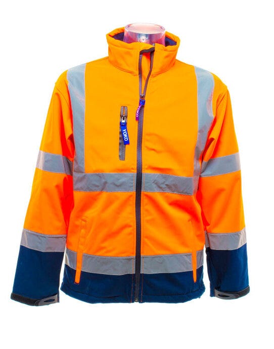 Yoko HVK09 Hi-Vis Softshell Jacket - Hi Vis Orange/Navy