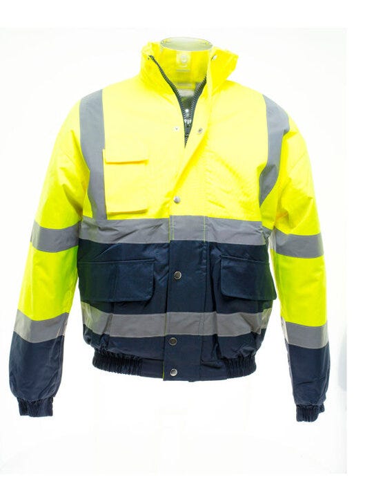 Yoko HVP218 Hi Vis 2 Tone Bomber Jacket - Hi-Vis Yellow/Navy