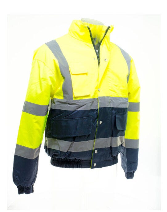 Yoko HVP218 Hi Vis 2 Tone Bomber Jacket - Hi-Vis Yellow/Navy