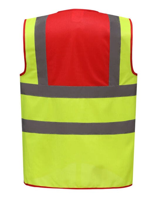 Yoko HVW100TT Two Tone Class 1 Waistcoat - Red/Hi Vis Yellow