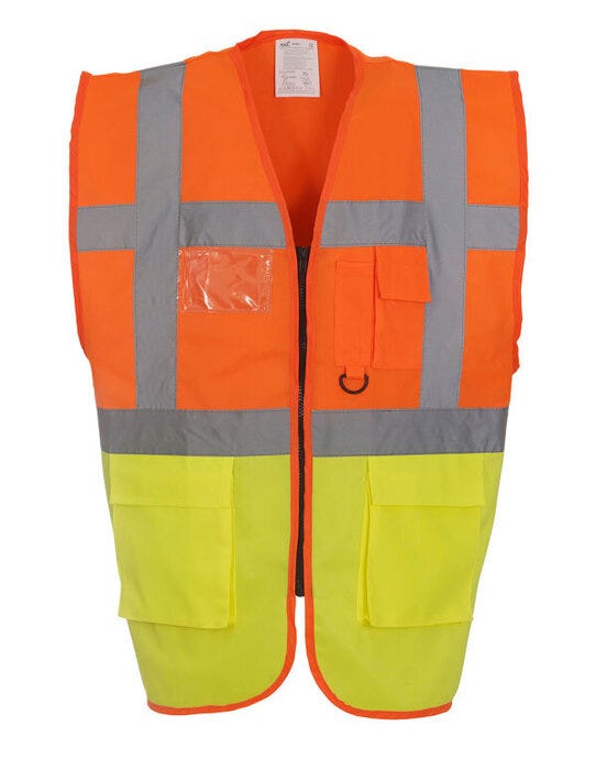 Yoko HVW801 Hi Vis Executive Vest - Hi Vis Orange/Hi Vis Yellow