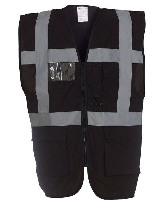 Yoko HVW801 Hi Vis Executive Vest - Black