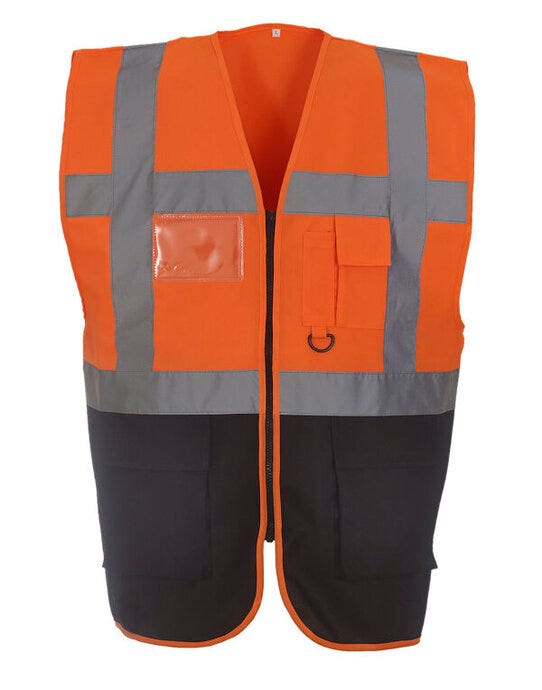 Yoko HVW801 Hi Vis Executive Vest - Orange/Black