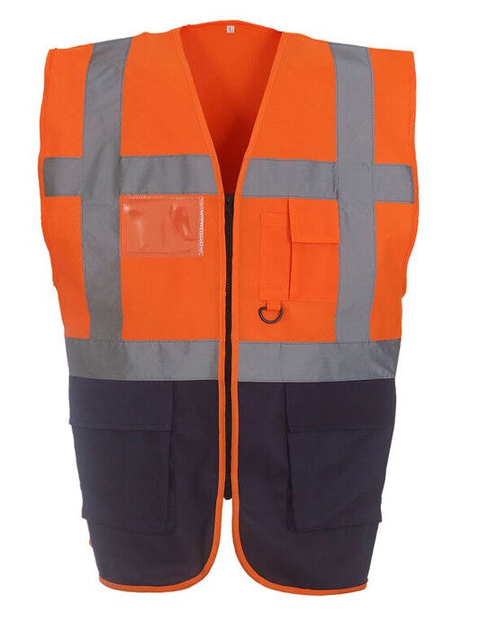 Yoko HVW801 Hi Vis Executive Vest - Orange/Navy
