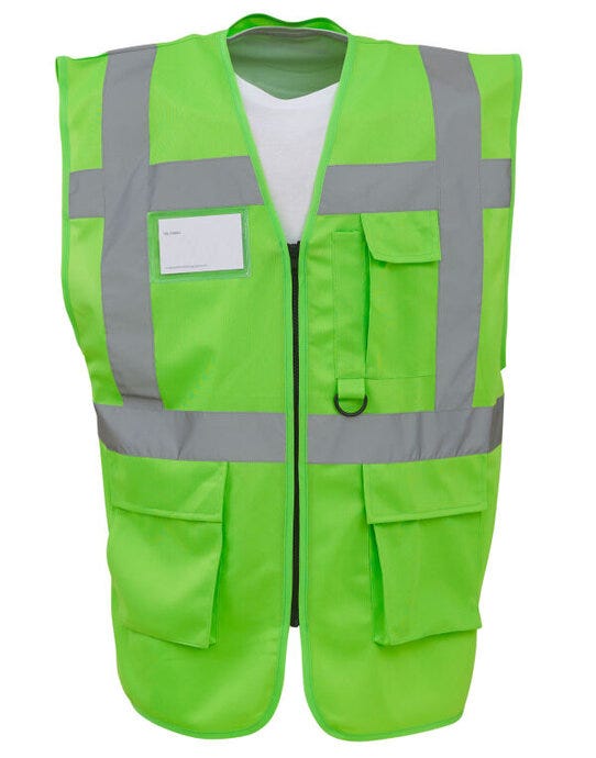 Yoko HVW801 Hi Vis Executive Vest - Lime