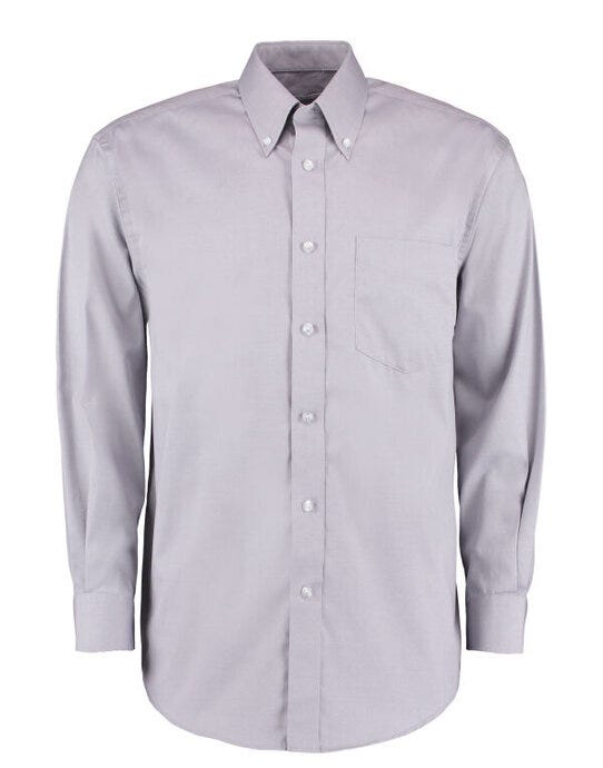 Kustom Kit KK105 Mens LS Classic Oxford Shirt - Silver Grey