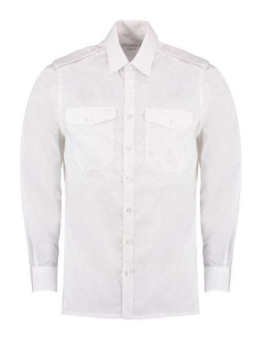 Kustom Kit KK134 Tailored Fit L/S Pilot Shirt - White