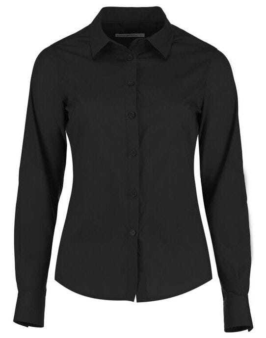 Kustom Kit KK242 Lady LS Tailored Poplin Shirt - Black