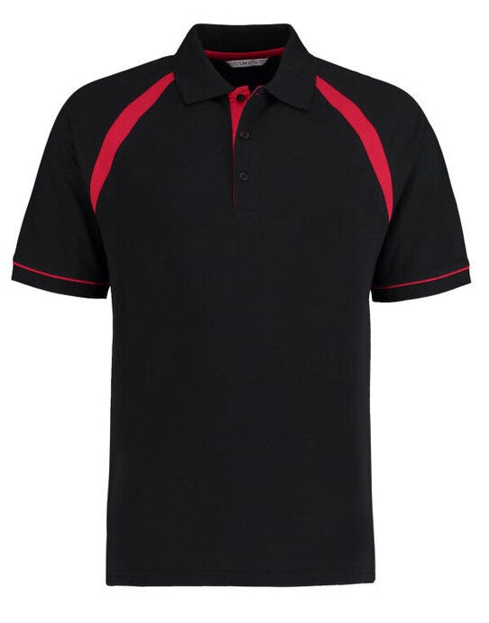 Kustom Kit KK615 Men Classic Fit Oak Hill Polo - Black/Bright Red