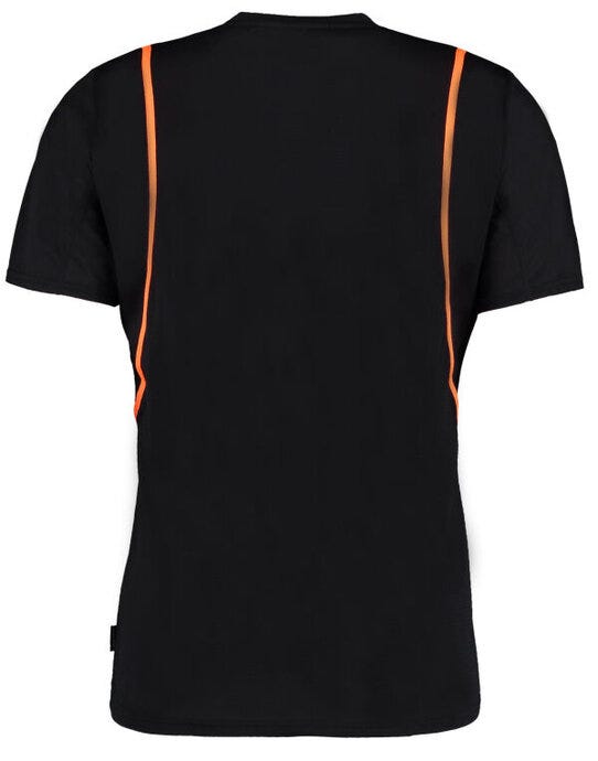 Kustom Kit KK991 Mens Cooltex Contrast Tee - Black/Fluorescent Orange