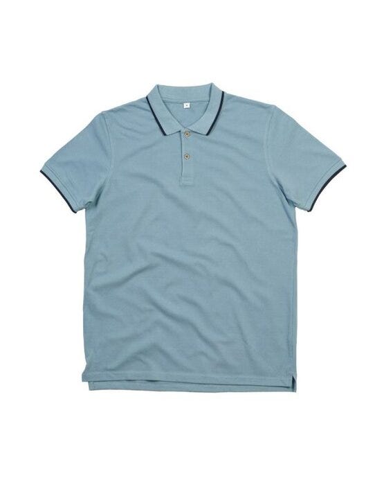 Mantis M191 The Mens Tipped Polo - Light Denim/Navy