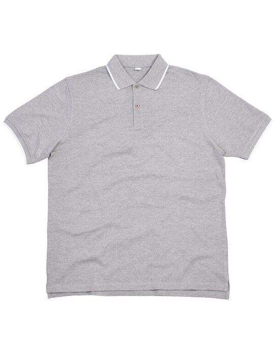 Mantis M191 The Mens Tipped Polo - Heather Grey Melange/White
