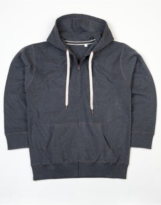 Mantis M83 Mens Superstar Zip Hoodie - Charcoal Grey Melange