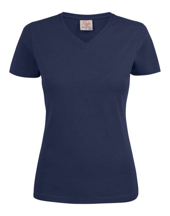 Printer Essentials PE2264025 Printer Ladies Heavy V T-Shirt - Navy