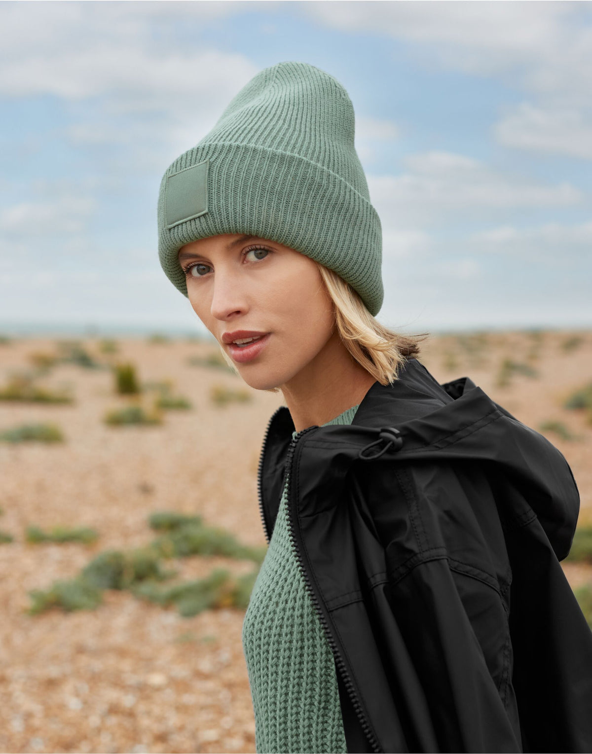 Product image of Beechfield B336R Deep Cuff Tonal Patch Beanie