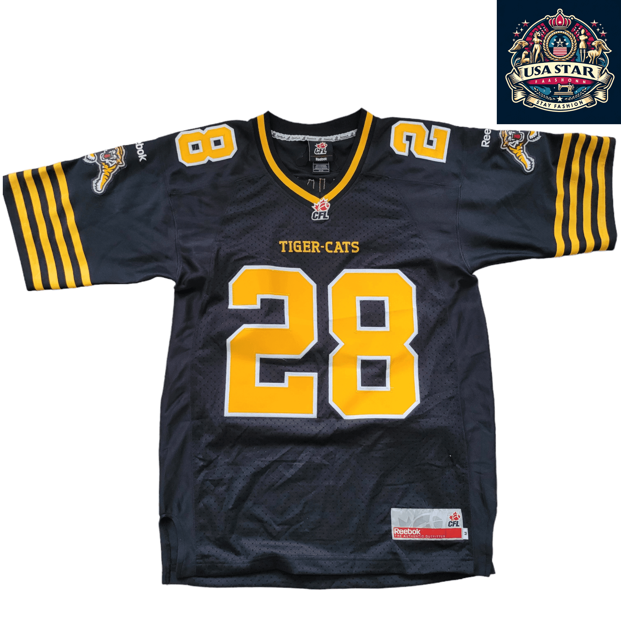 Limited Edition Hamilton Tiger - Cats Jersey Signed By J. Johnson - Authentic CFL Collectible - USASTARFASHION
