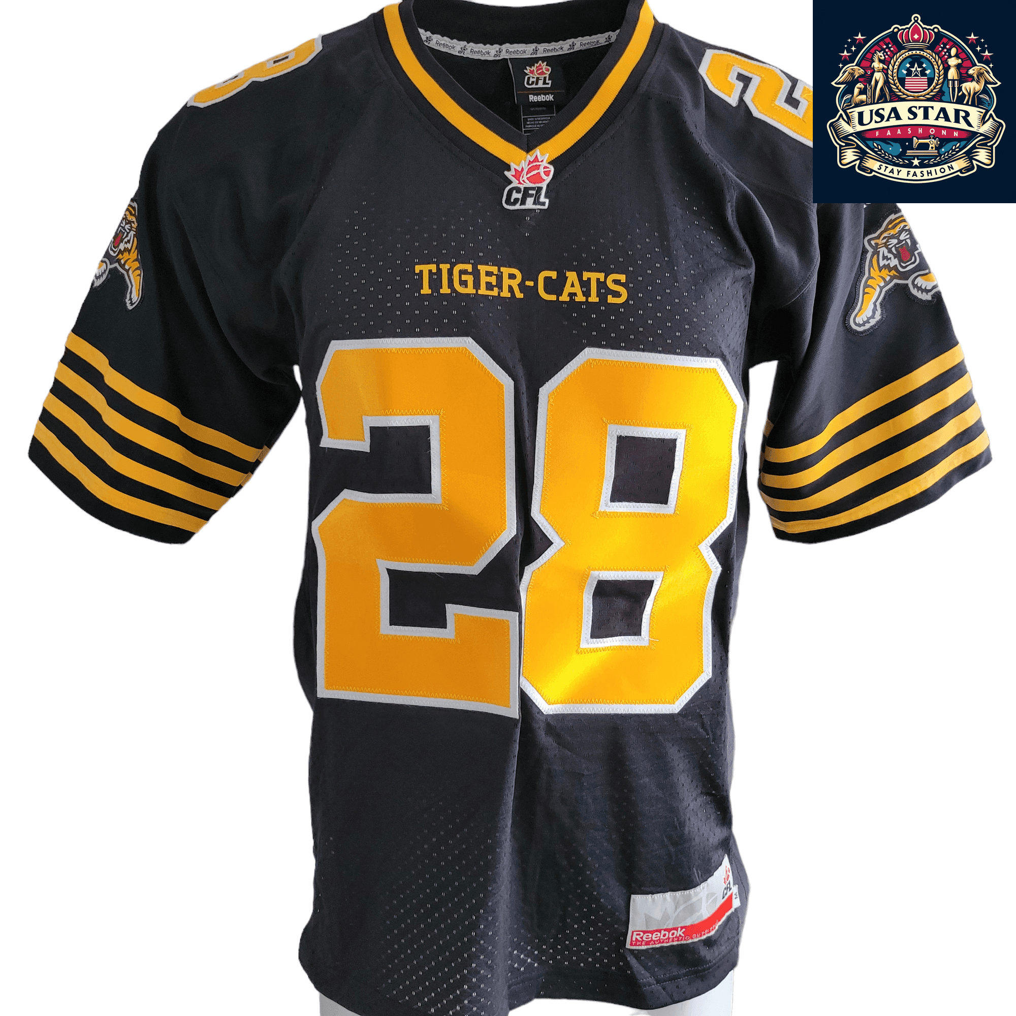 Limited Edition Hamilton Tiger - Cats Jersey Signed By J. Johnson - Authentic CFL Collectible - USASTARFASHION