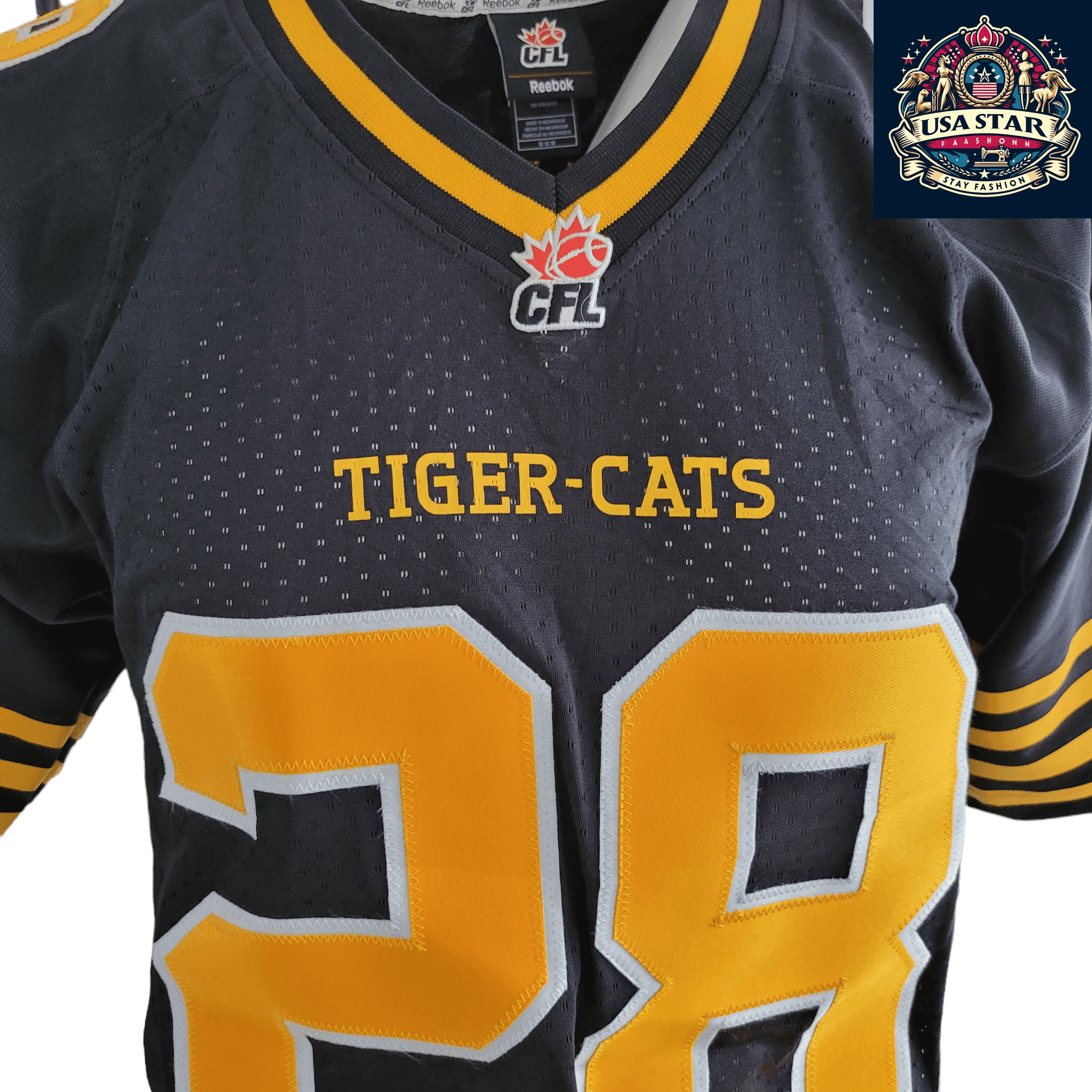 Limited Edition Hamilton Tiger - Cats Jersey Signed By J. Johnson - Authentic CFL Collectible - USASTARFASHION