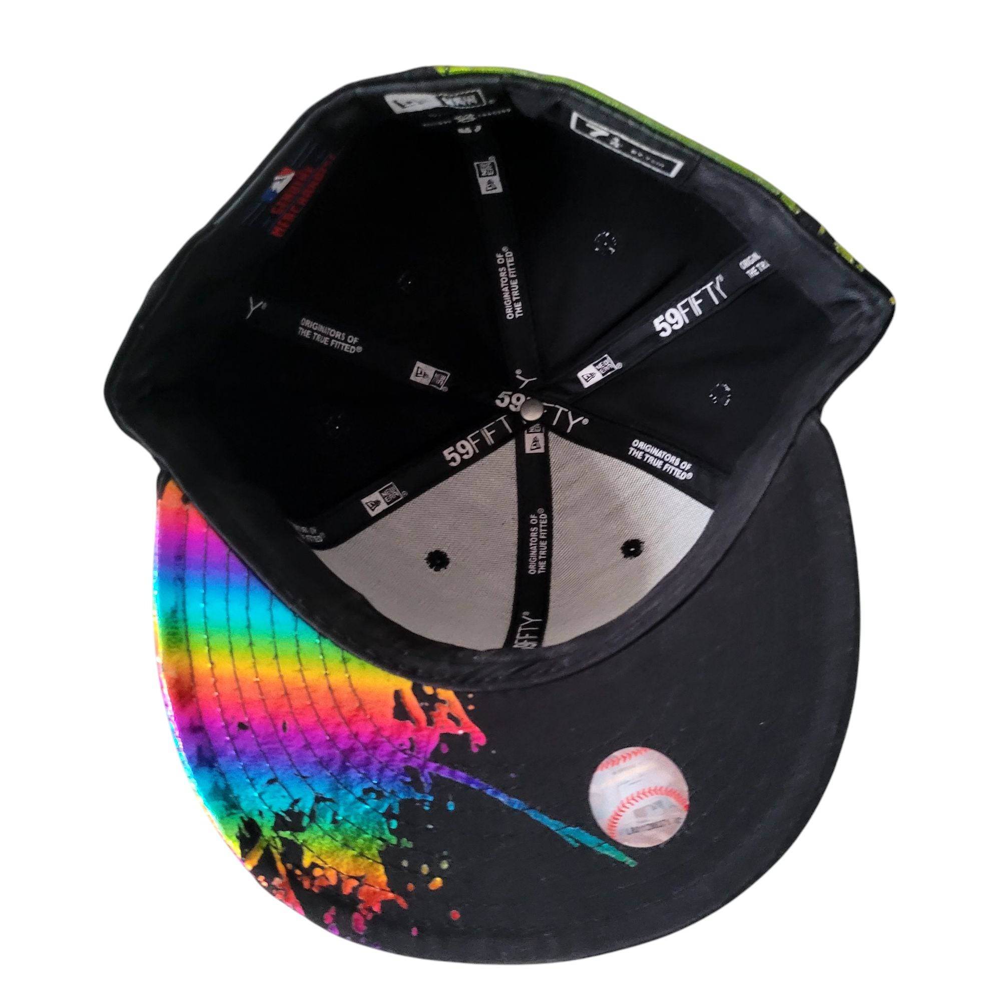 New Era 59FIFTY NY Yankees Rainbow Paint Splash Fitted Hat (Size 7 1/4) - USASTARFASHION