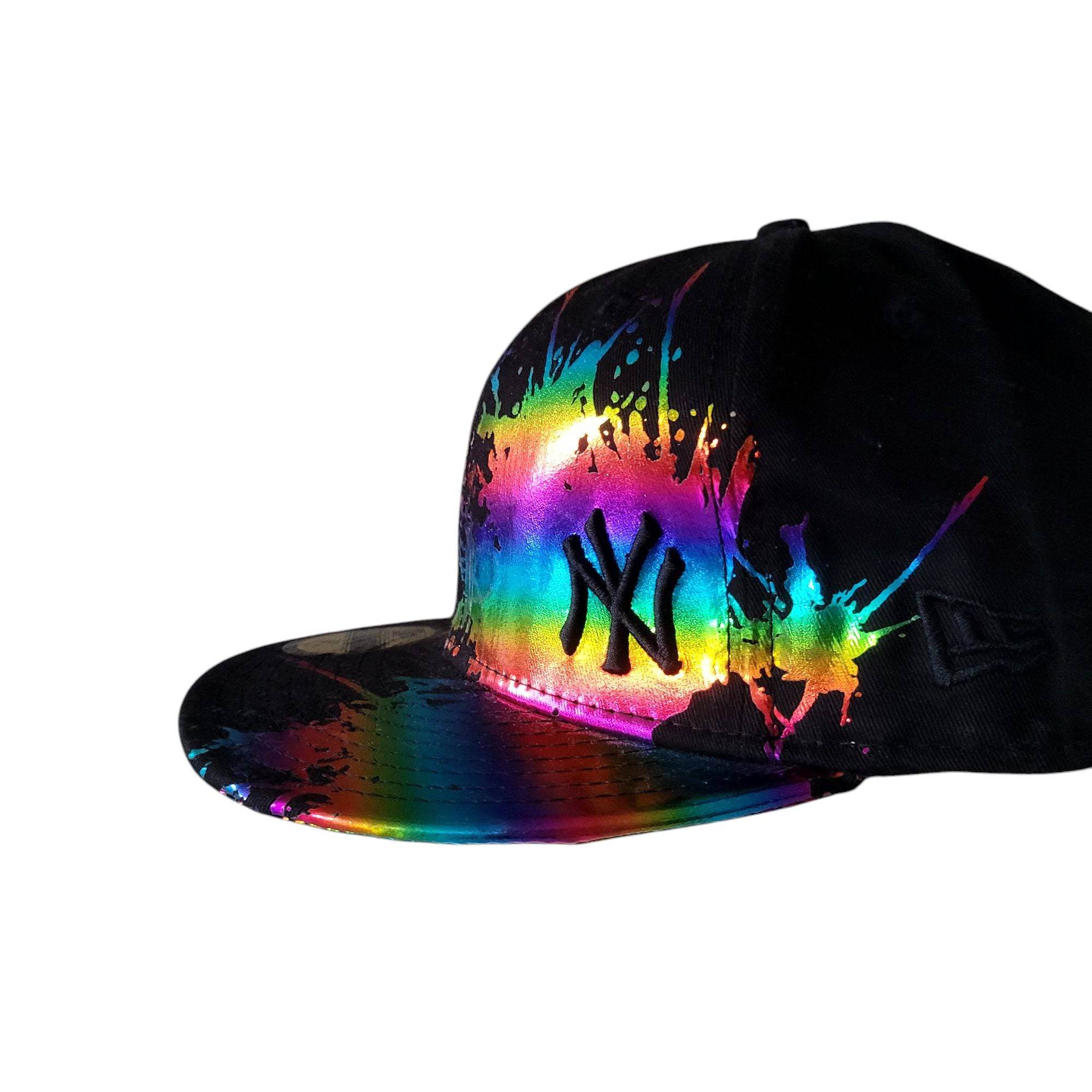 New Era 59FIFTY NY Yankees Rainbow Paint Splash Fitted Hat (Size 7 1/4) - USASTARFASHION
