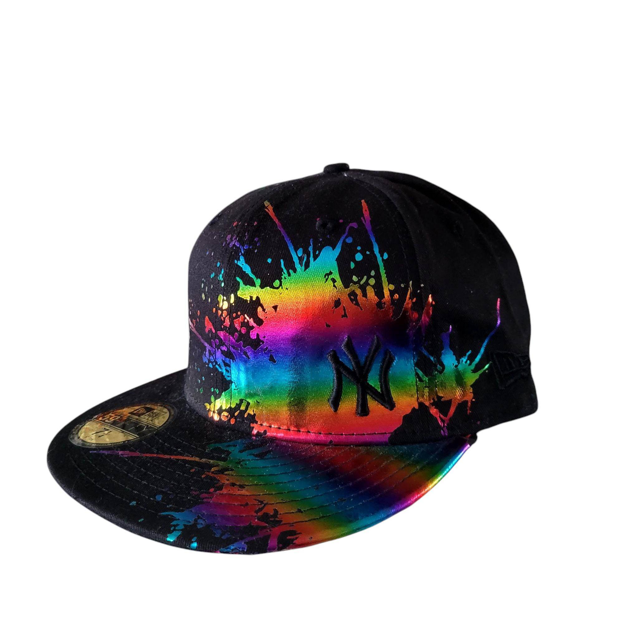 New Era 59FIFTY NY Yankees Rainbow Paint Splash Fitted Hat (Size 7 1/4) - USASTARFASHION