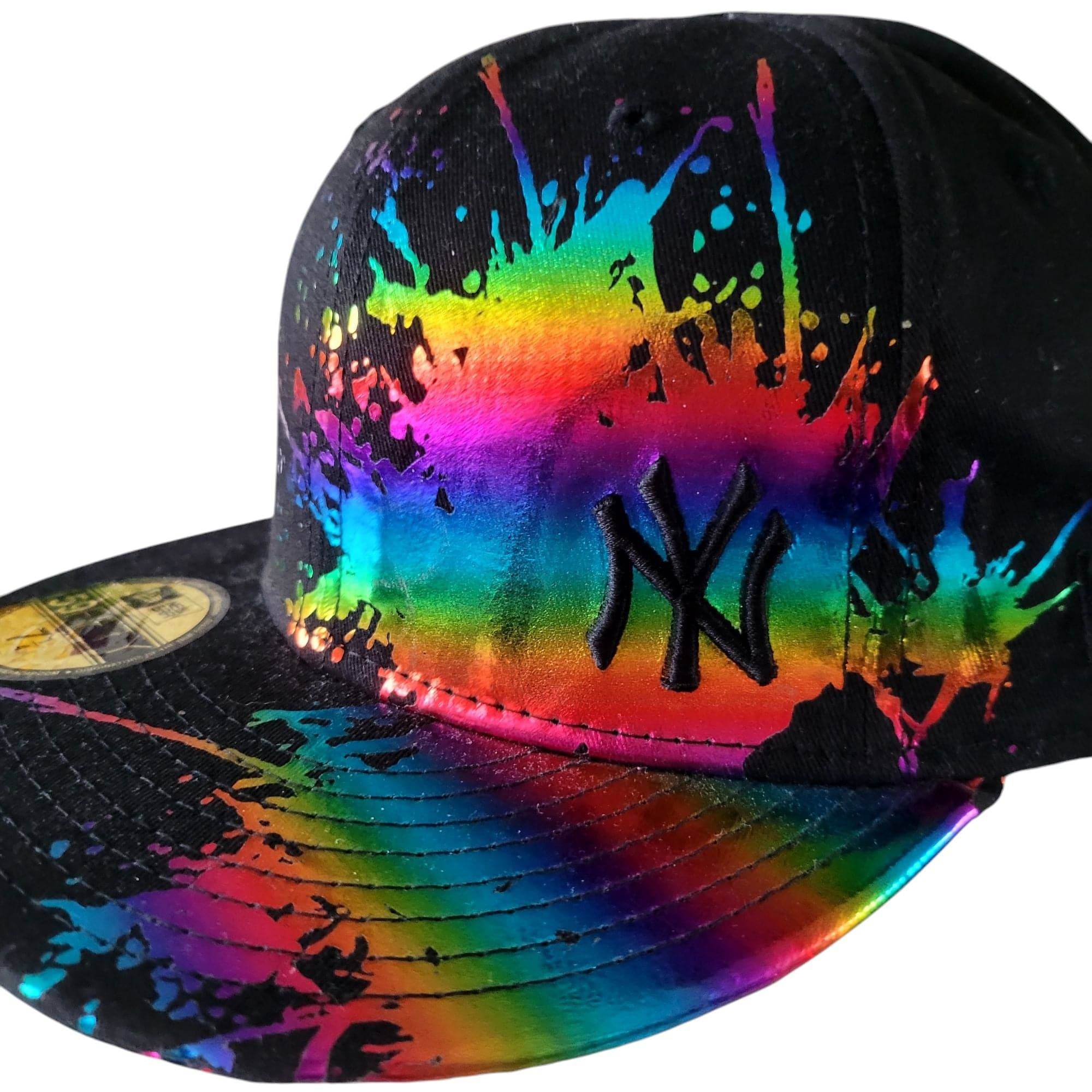 New Era 59FIFTY NY Yankees Rainbow Paint Splash Fitted Hat (Size 7 1/4) - USASTARFASHION