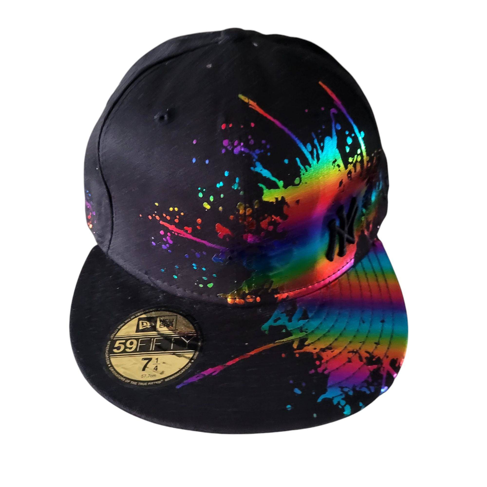 New Era 59FIFTY NY Yankees Rainbow Paint Splash Fitted Hat (Size 7 1/4) - USASTARFASHION