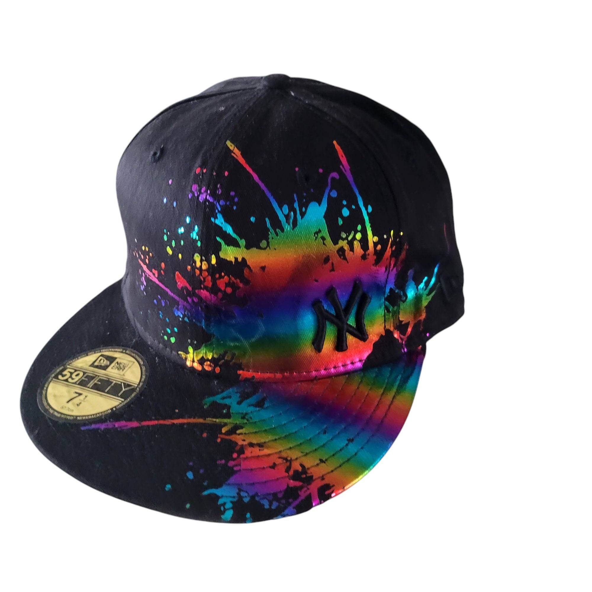 New Era 59FIFTY NY Yankees Rainbow Paint Splash Fitted Hat (Size 7 1/4) - USASTARFASHION