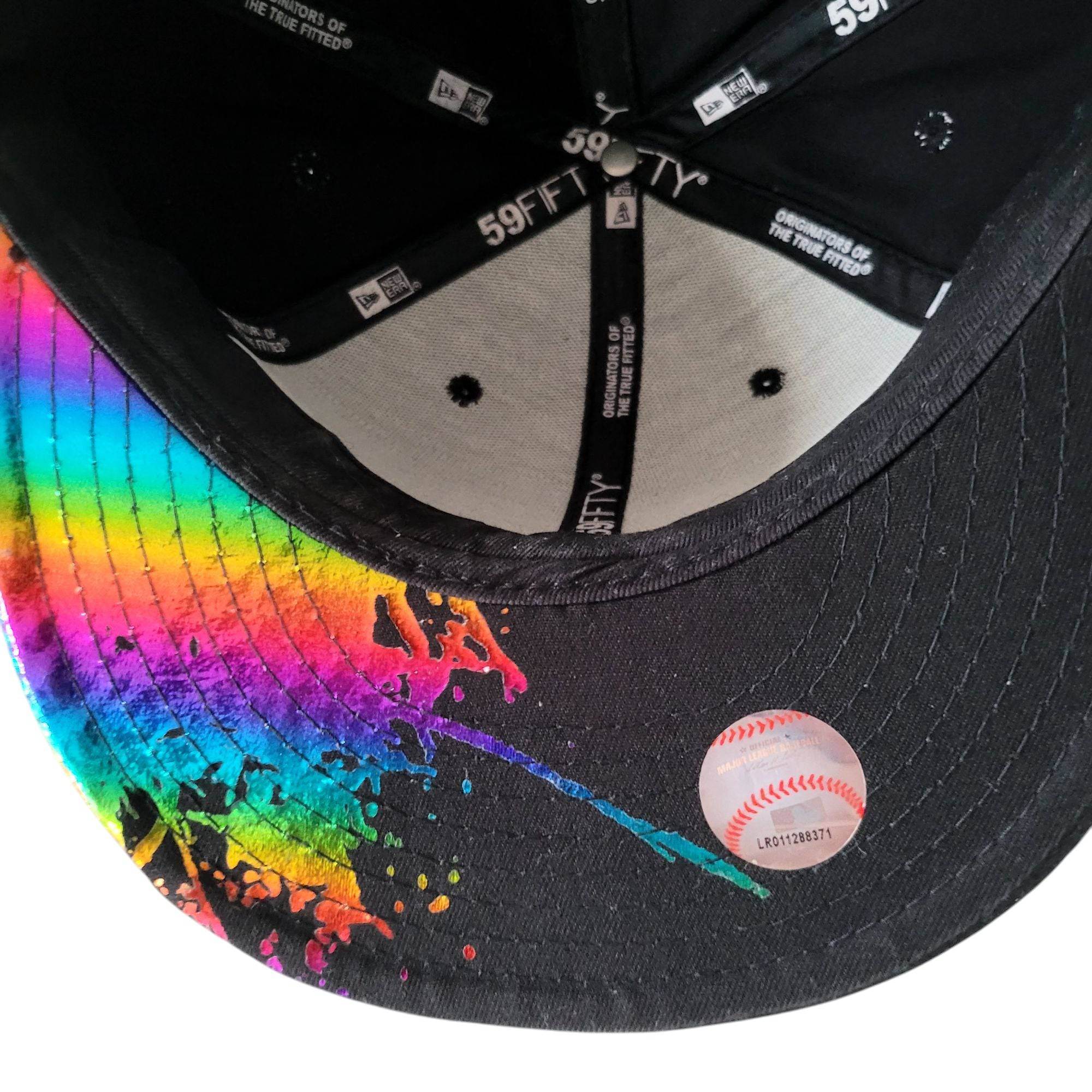 New Era 59FIFTY NY Yankees Rainbow Paint Splash Fitted Hat (Size 7 1/4) - USASTARFASHION