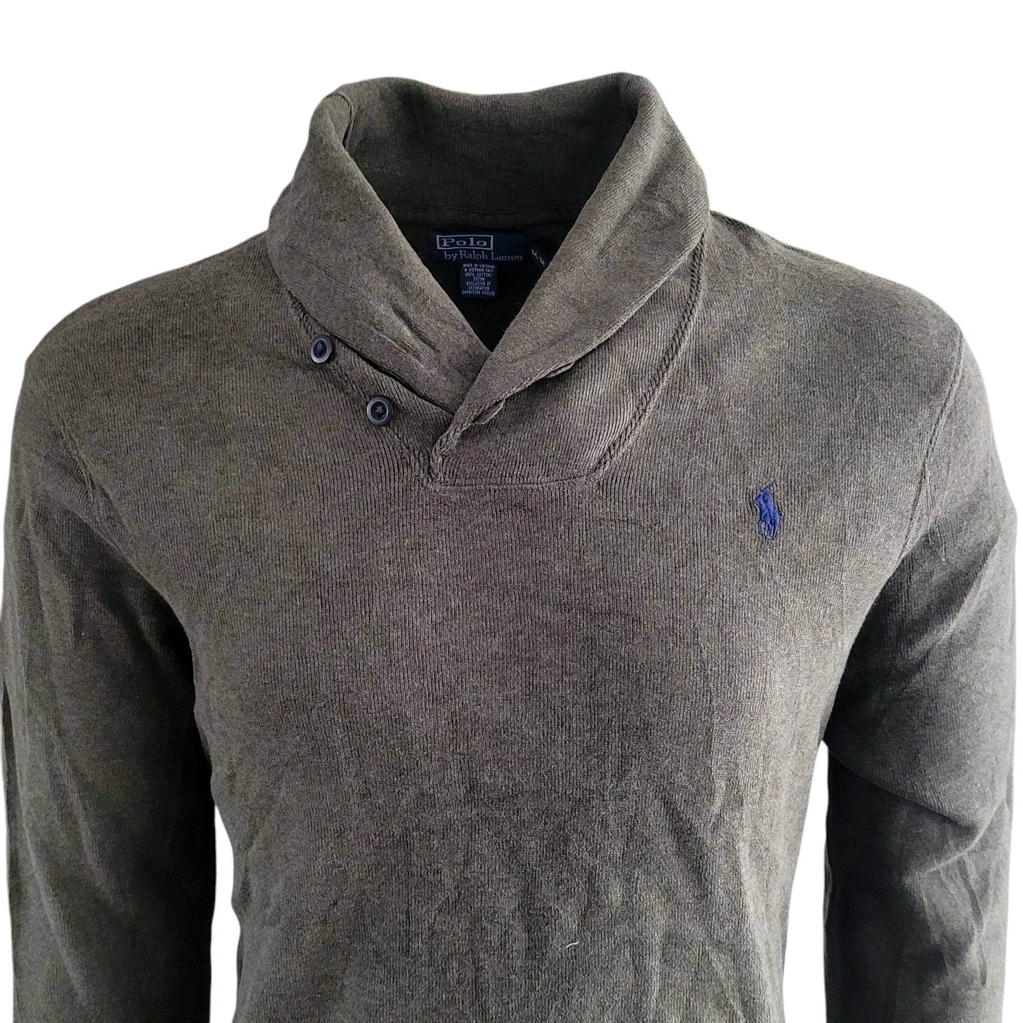 Vintage Polo Ralph Lauren Shawl Sweatshirt – Olive, Size M - USASTARFASHION