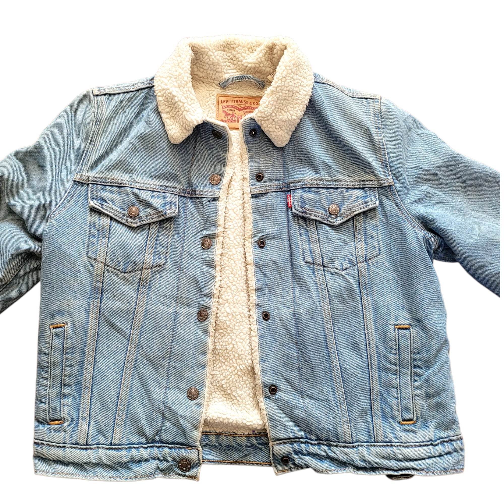 Vintage Levi’s Sherpa - Lined Denim Jacket – Youth Size M - USASTARFASHION