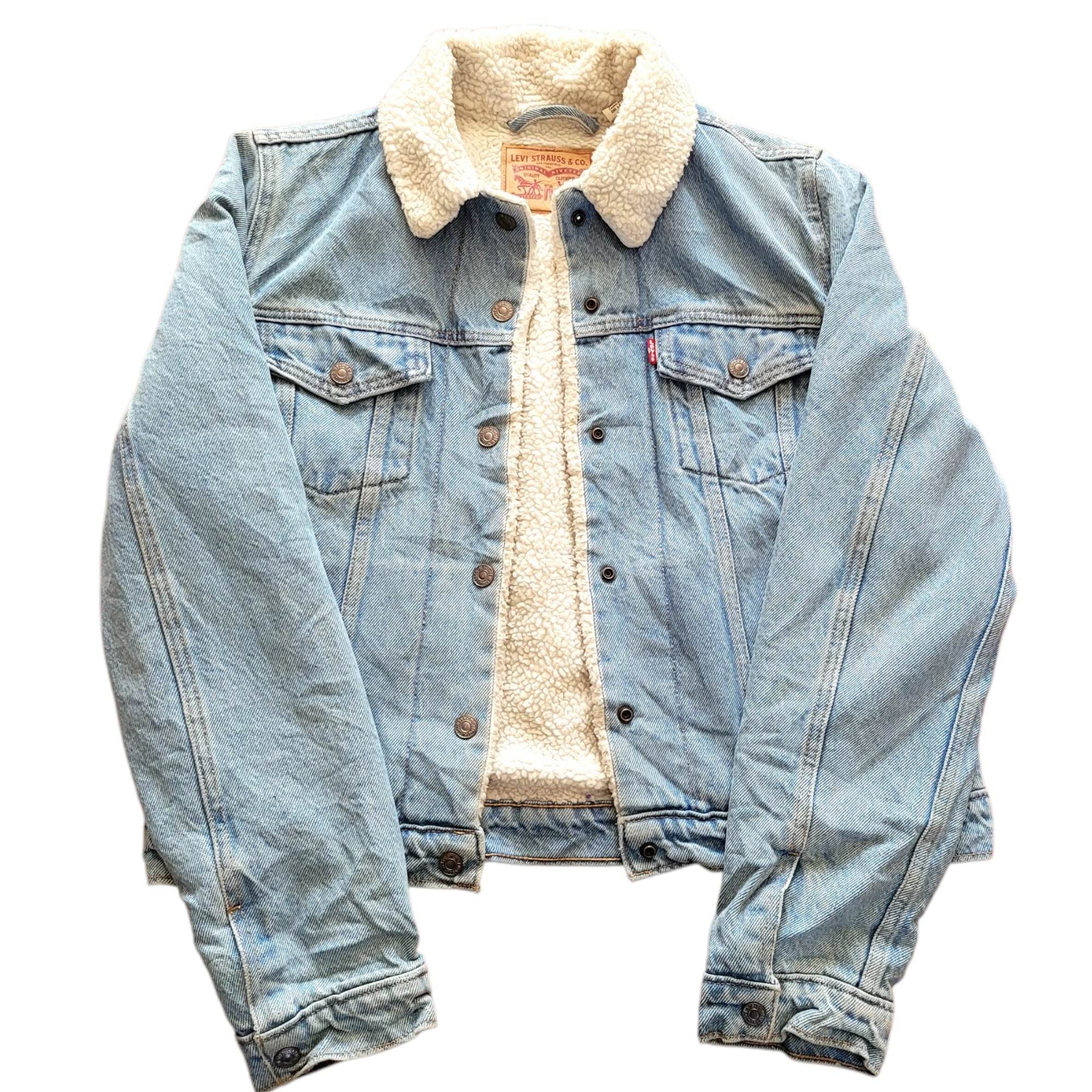Vintage Levi’s Sherpa - Lined Denim Jacket – Youth Size M - USASTARFASHION