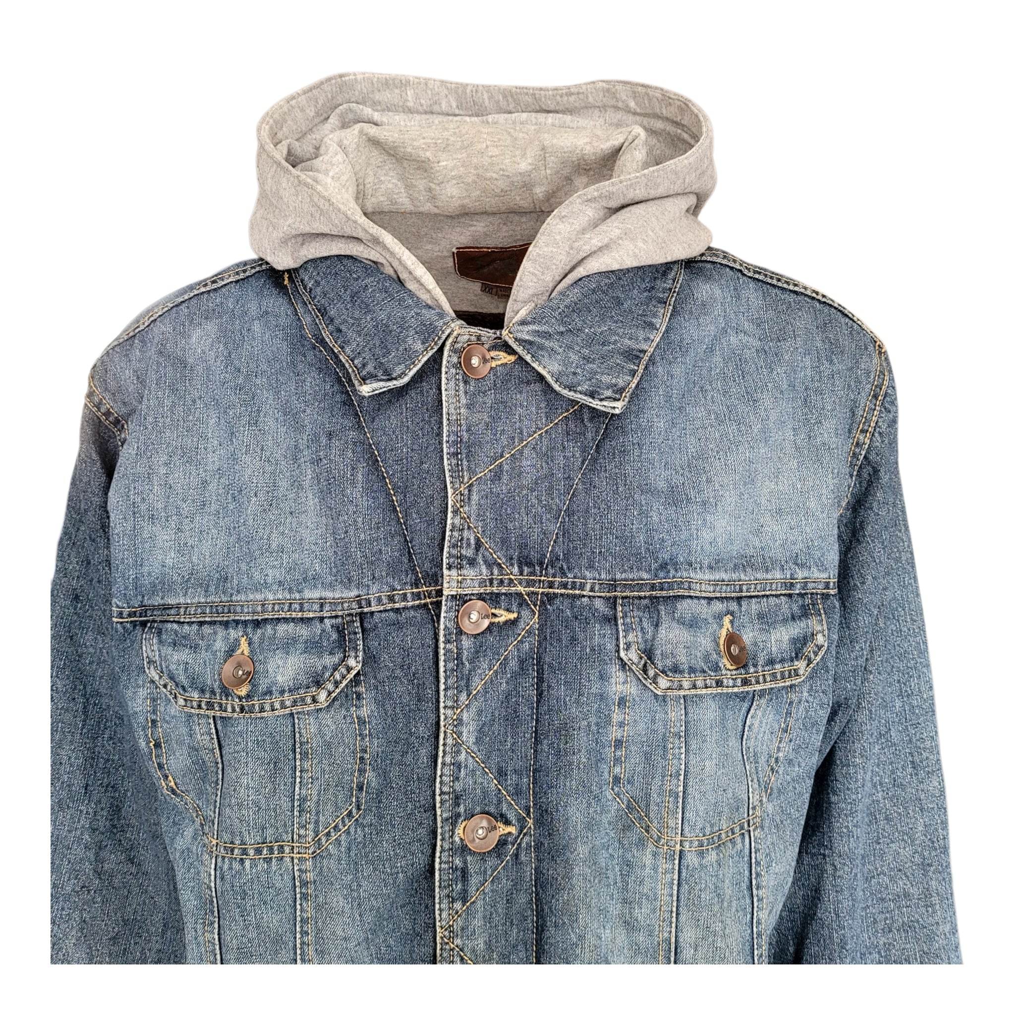 Vintage Lee Sherpa Denim Jacket w/ Hoodie Insert – Size XXL - USASTARFASHION