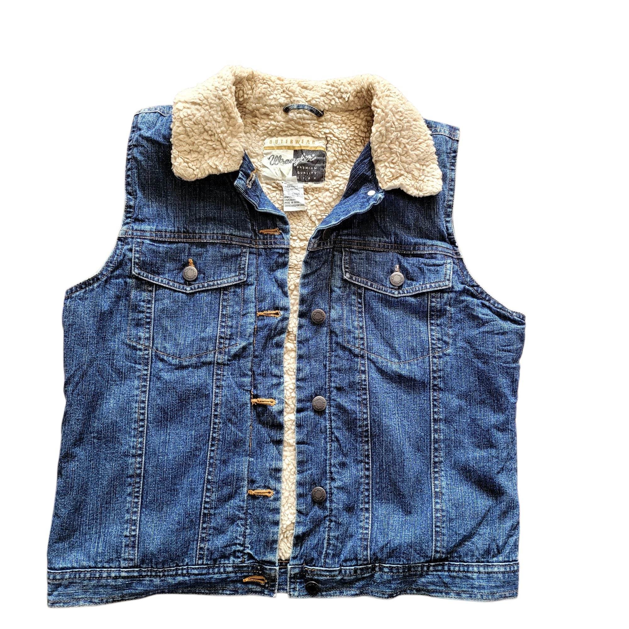 Vintage Wrangler Sherpa Lined Denim Vest – Size L - USASTARFASHION