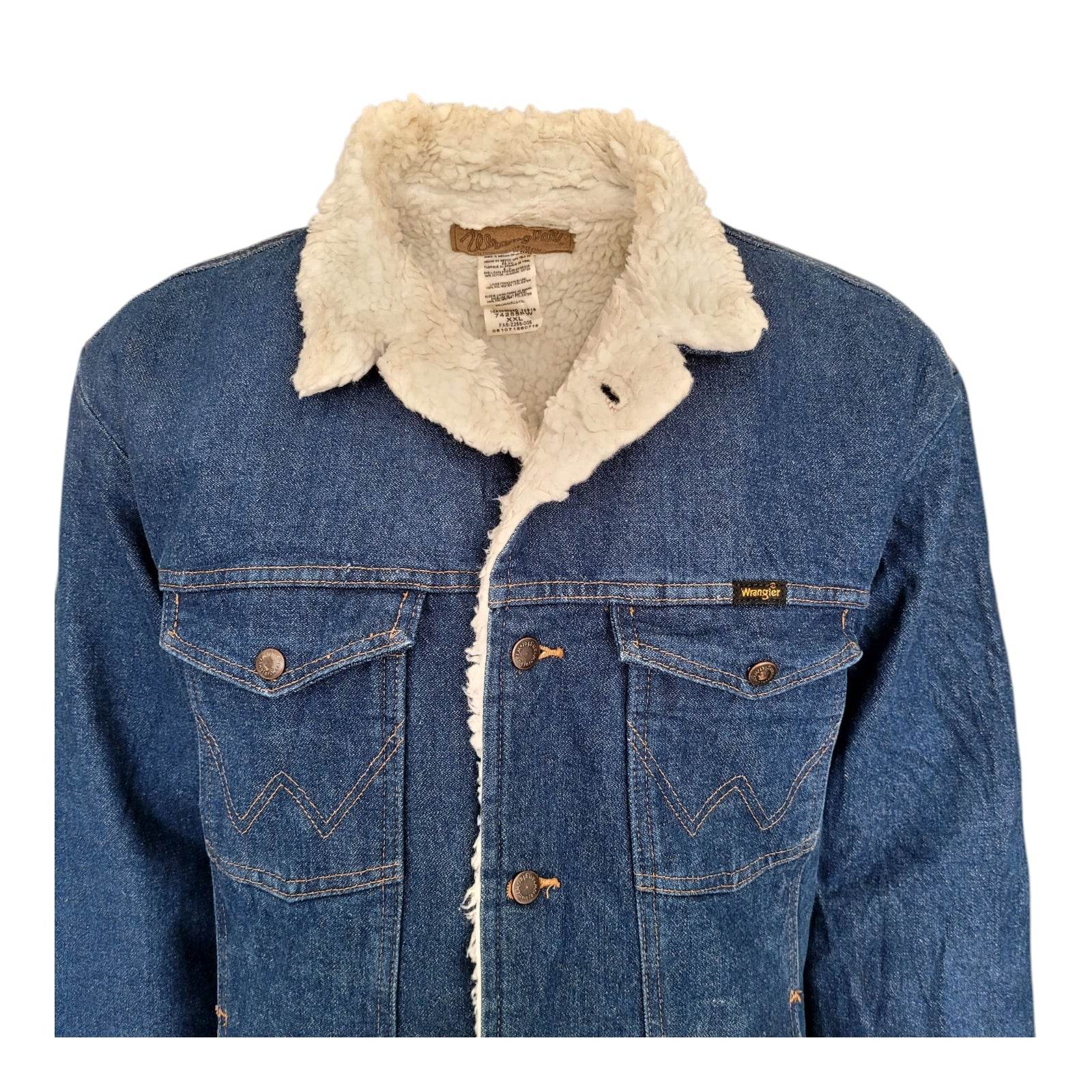 Vintage Wrangler Sherpa Lined Western Denim Jacket – XXL - USASTARFASHION