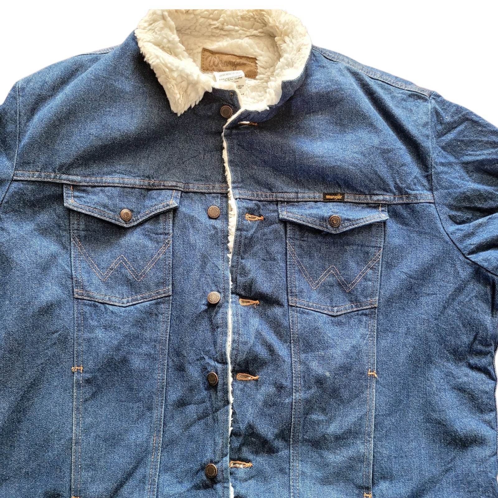 Vintage Wrangler Sherpa Lined Western Denim Jacket – XXL - USASTARFASHION