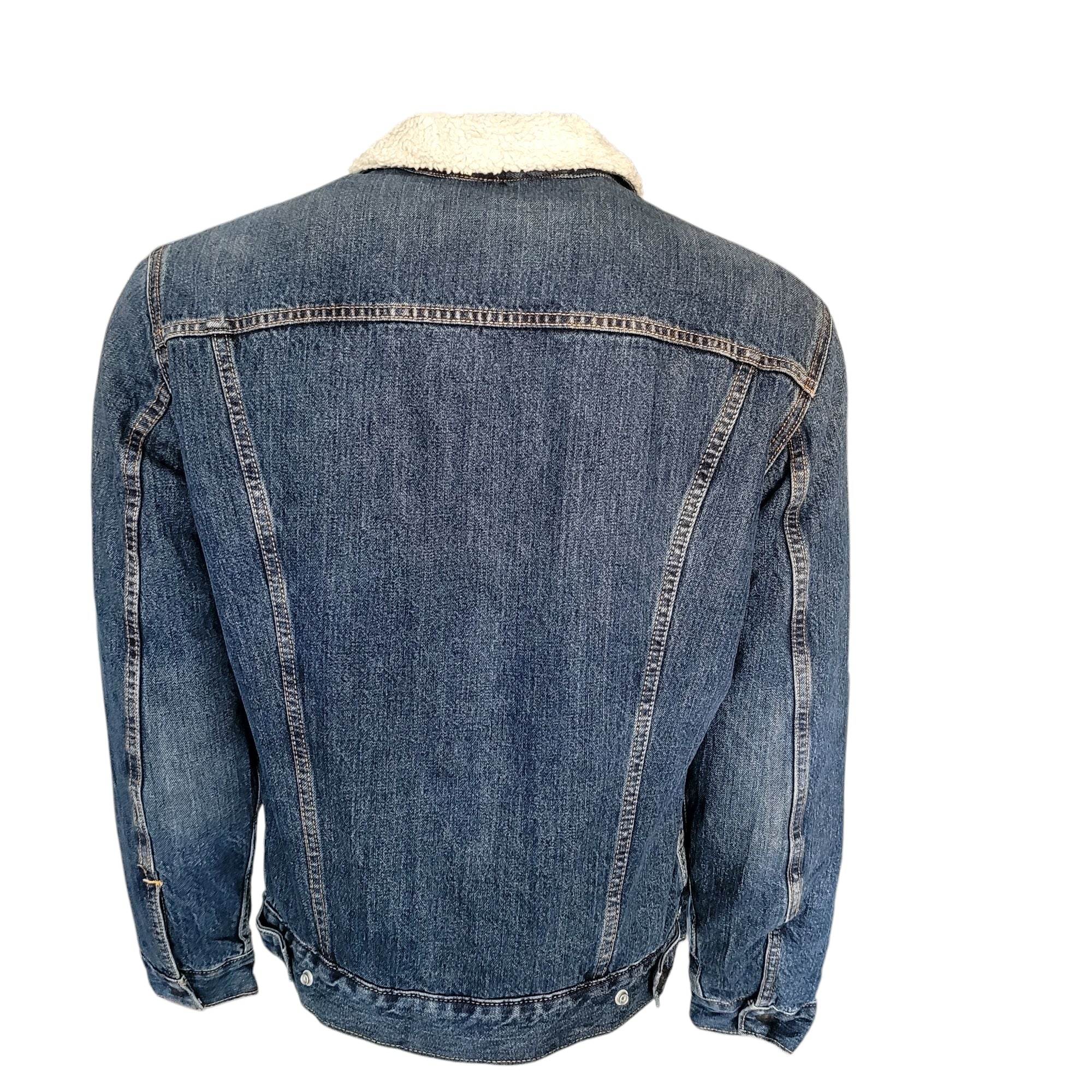 Levi’s Blue Sherpa Lined Trucker Jacket – Size M - USASTARFASHION
