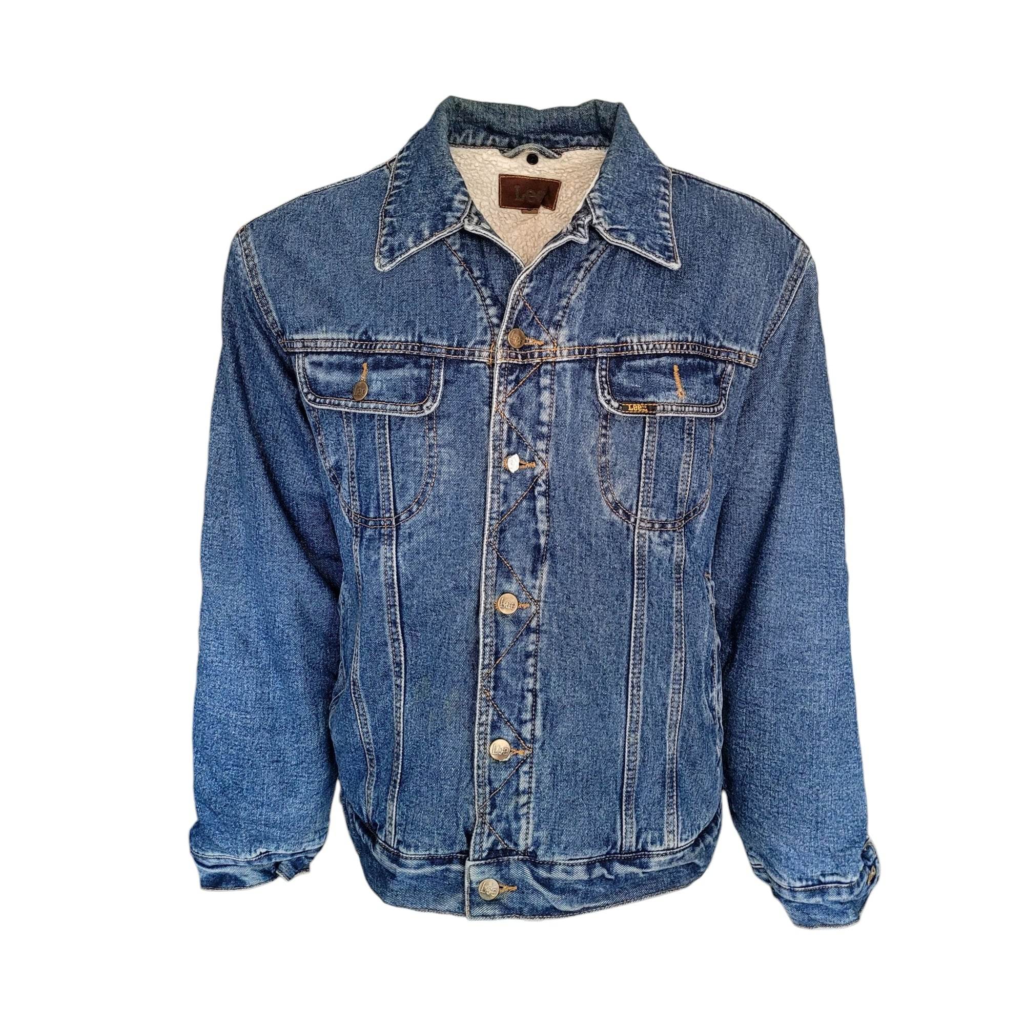 Vintage Lee Sherpa - Lined Denim Jacket – Size L - USASTARFASHION