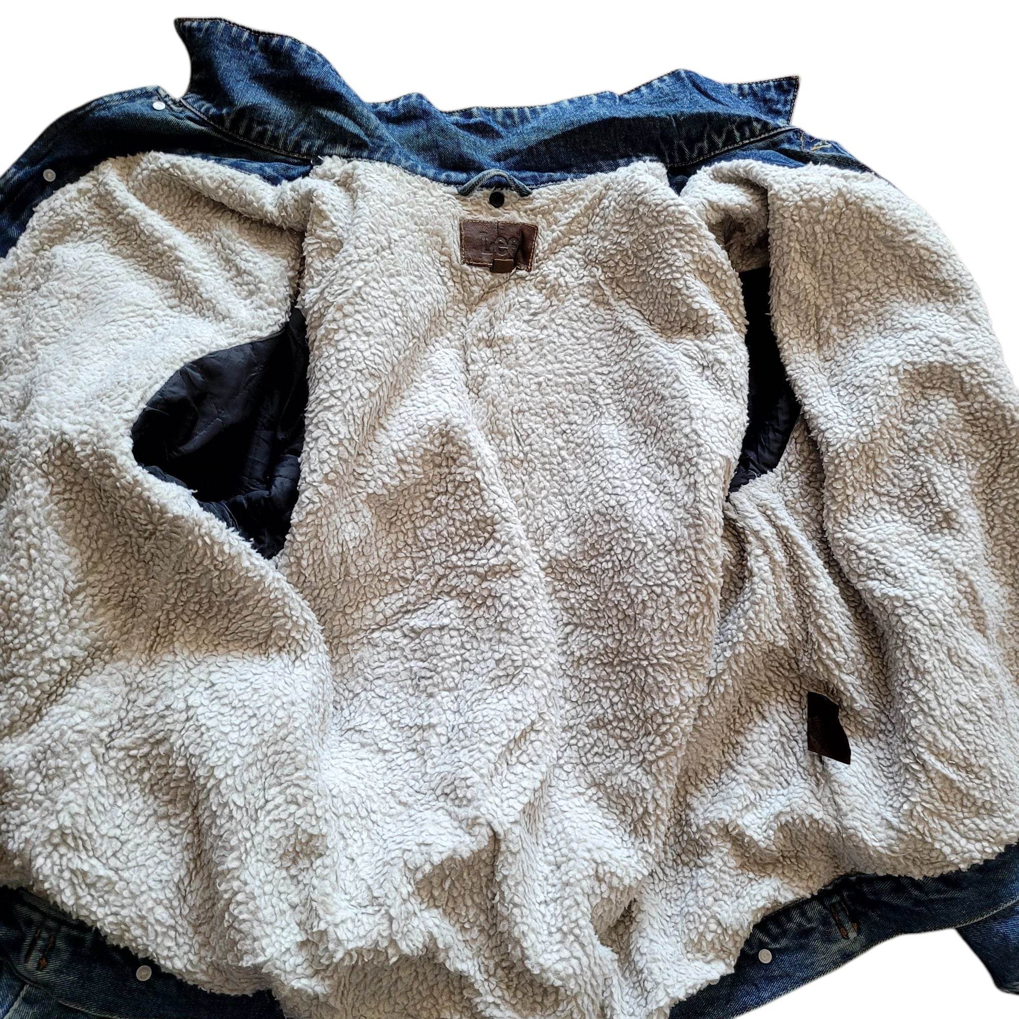 Vintage Lee Sherpa - Lined Denim Jacket – Size L - USASTARFASHION