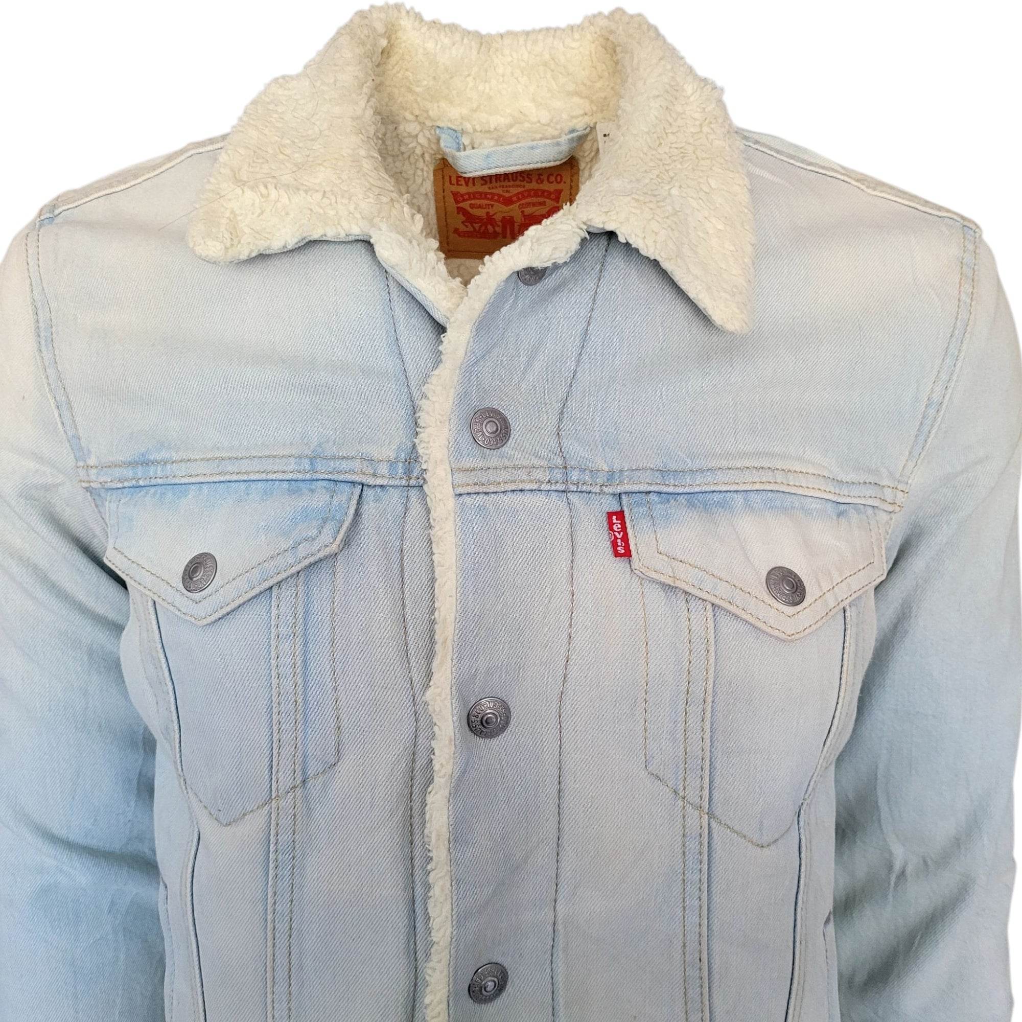 Vintage Levi’s Light Wash Sherpa Trucker Jacket – Size S - USASTARFASHION