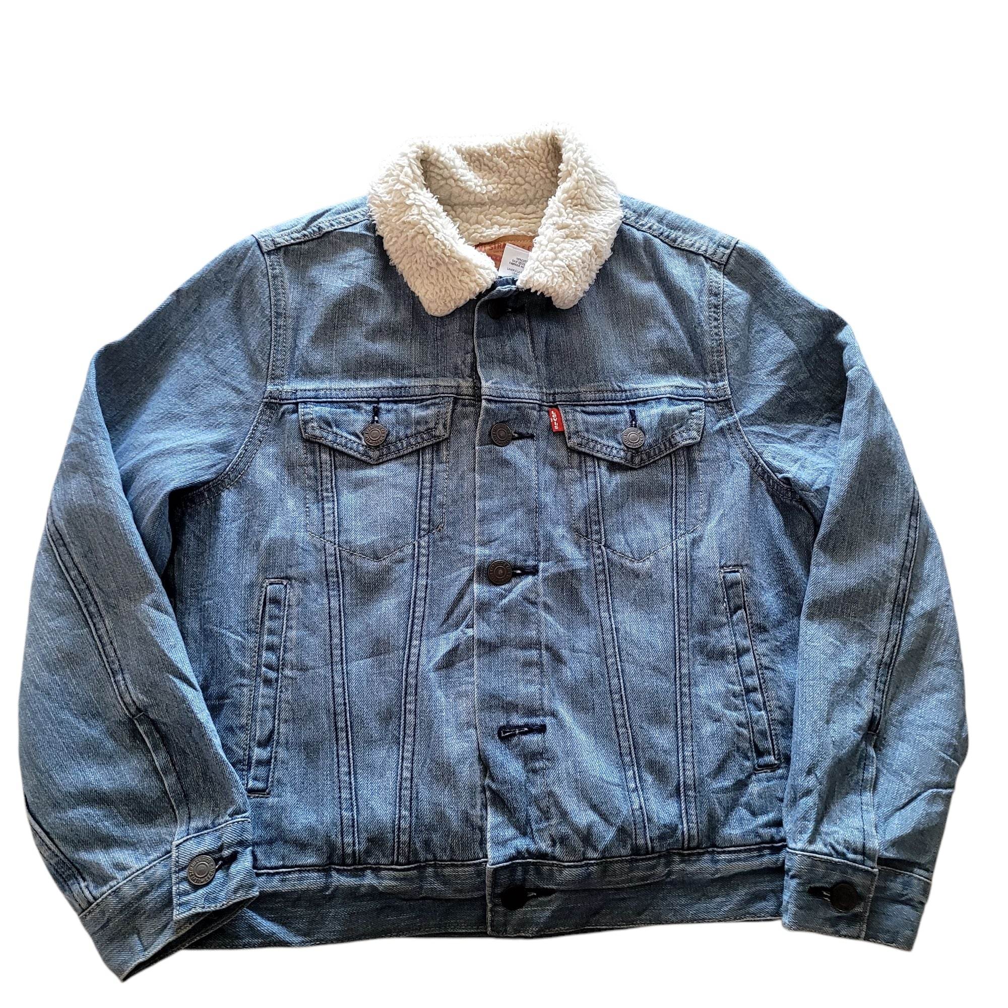 Vintage Levi’s Sherpa Denim Trucker Jacket – Youth M (10–12) - USASTARFASHION
