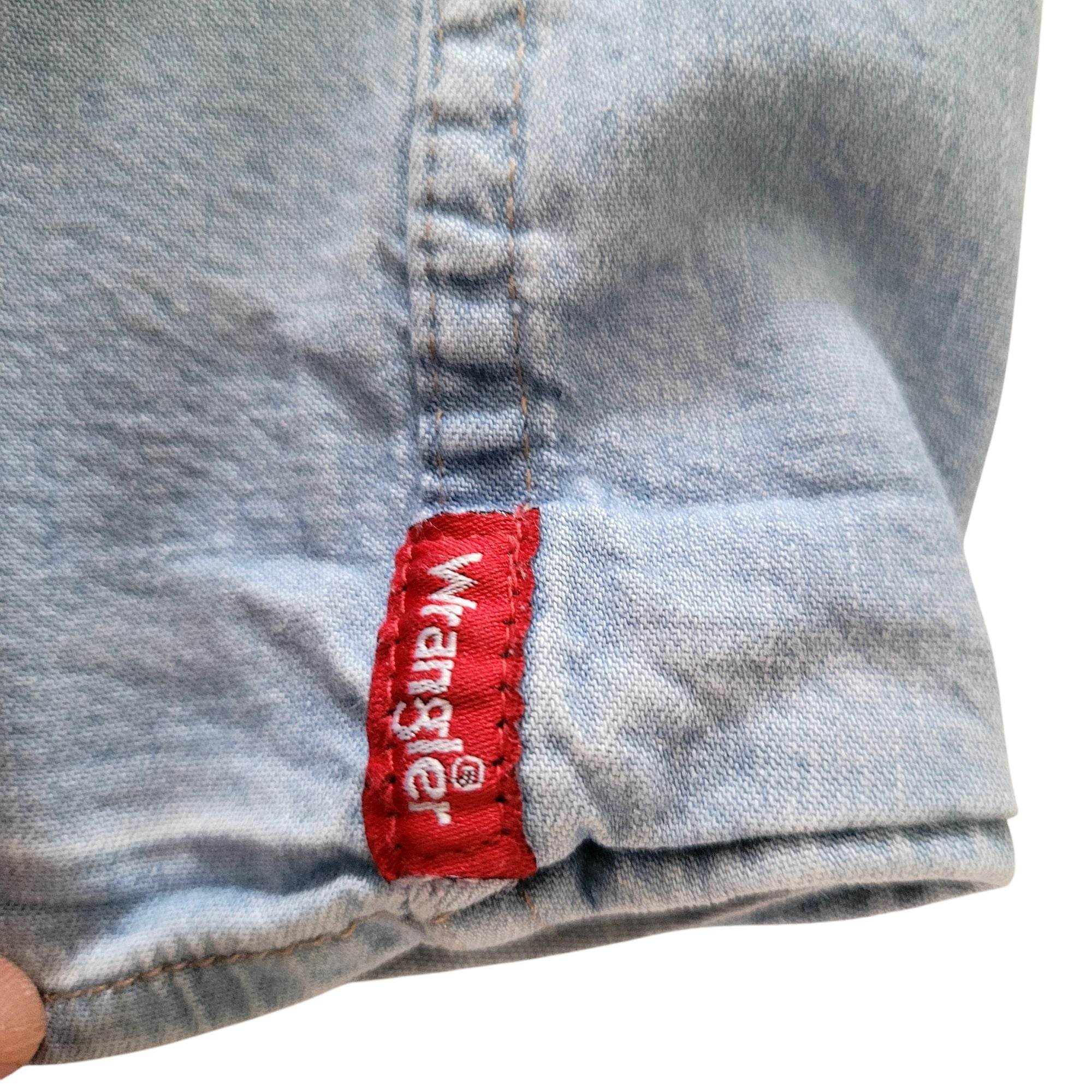 Vintage Wrangler Denim Pearl Snap Shirt – XL, Light Blue - USASTARFASHION