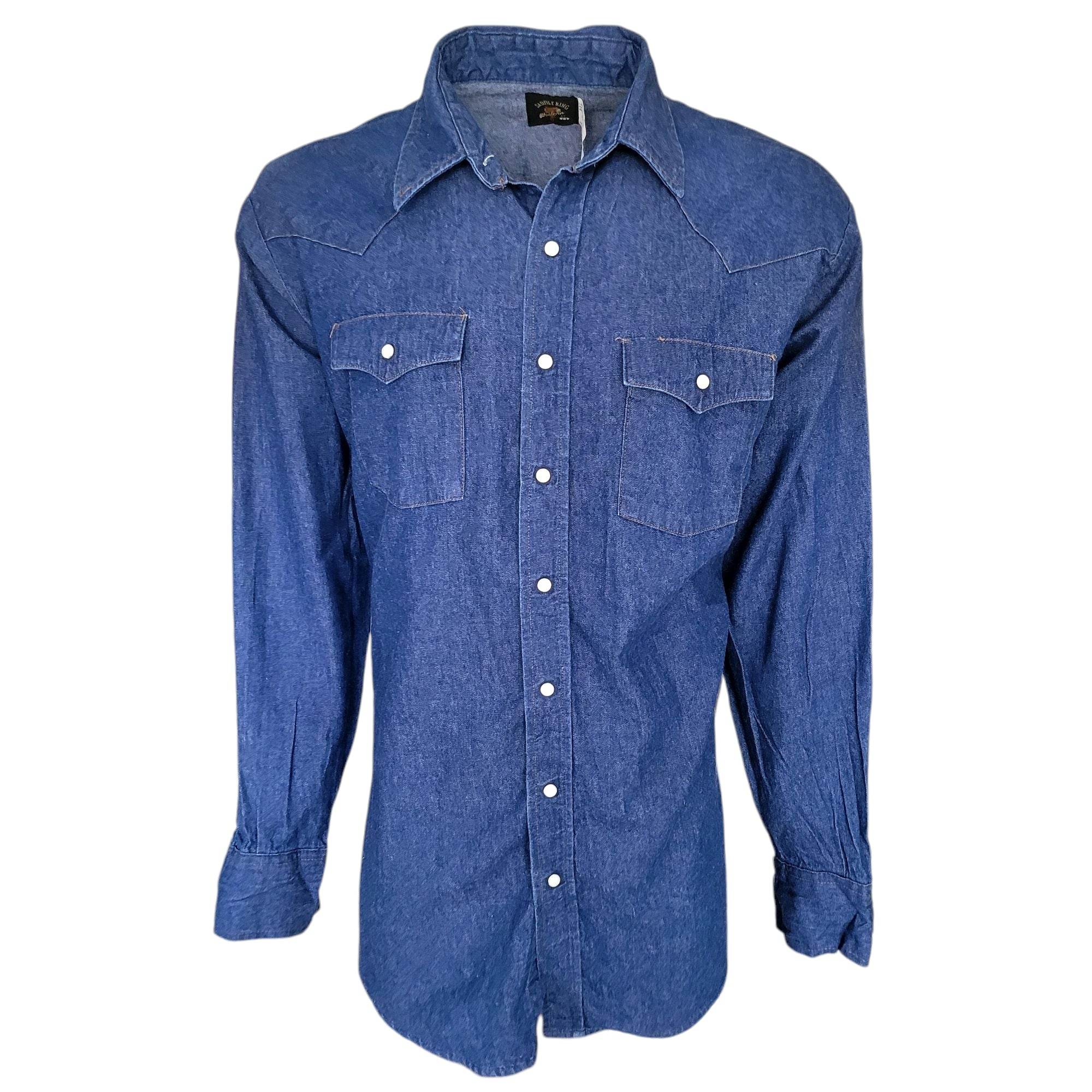Vintage Saddle King Western Denim Shirt – 18x37 Tall - USASTARFASHION
