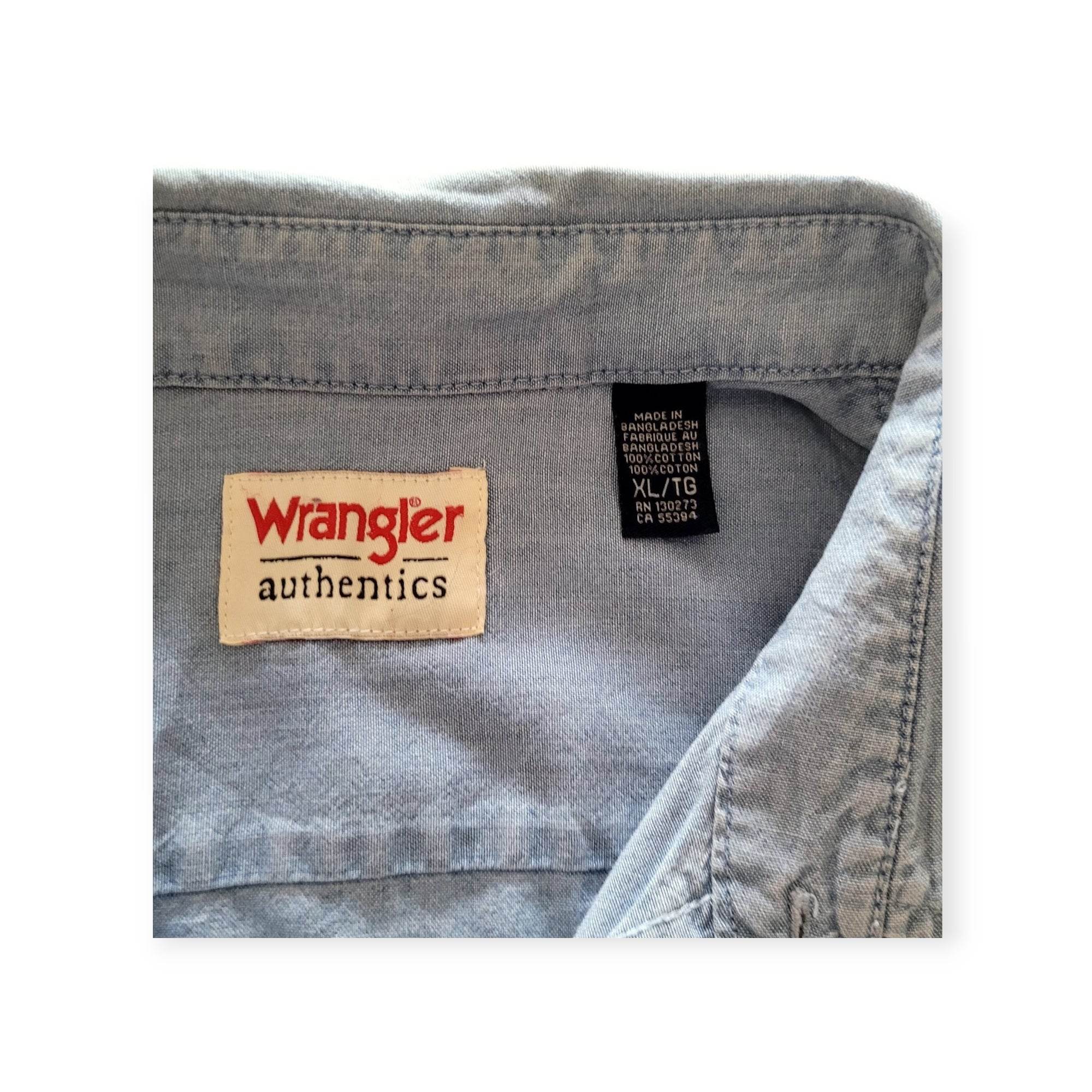 Vintage Wrangler Authentics Short Sleeve Denim Shirt – XL - USASTARFASHION