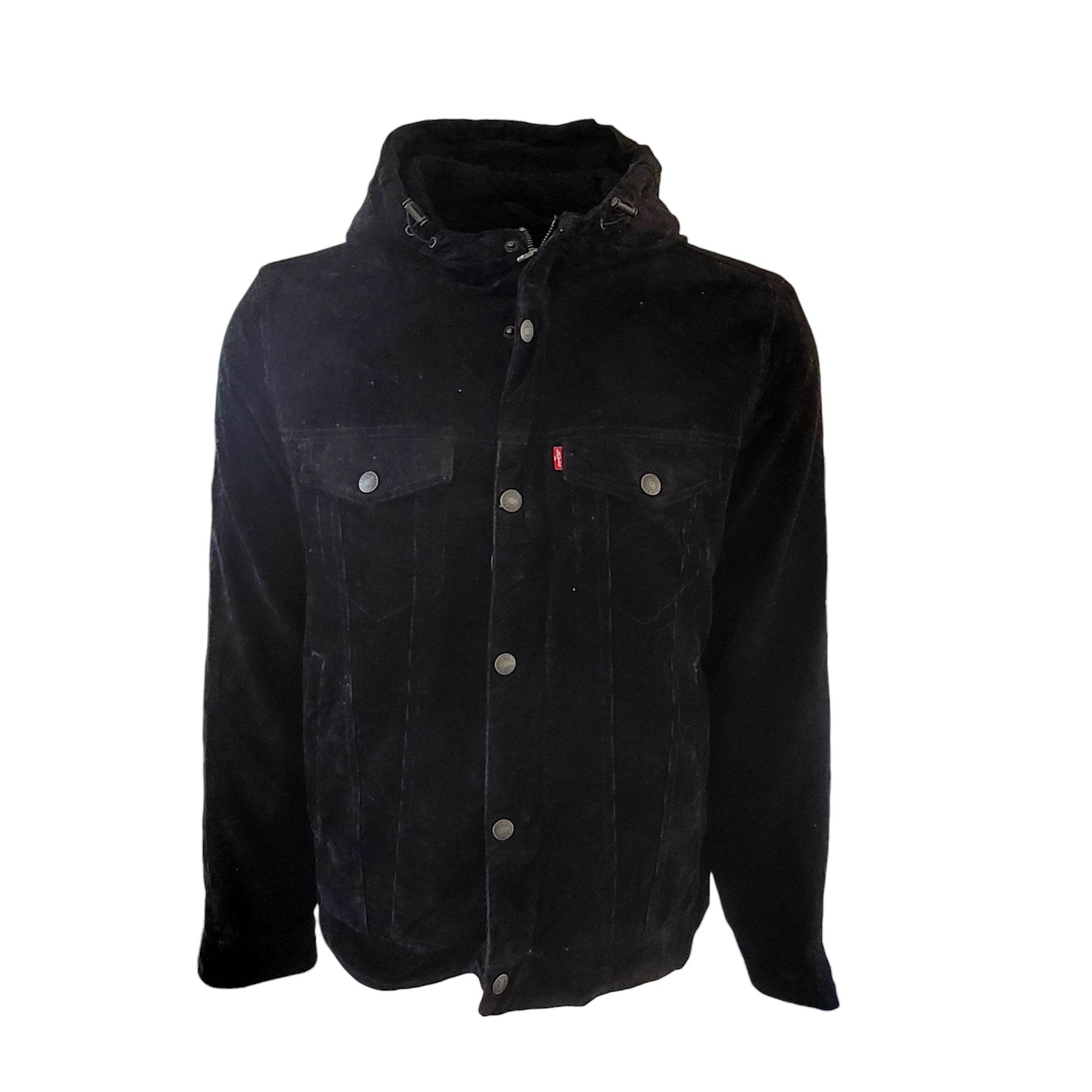 Levi’s Black Corduroy Sherpa Jacket with Hood – Size M - USASTARFASHION
