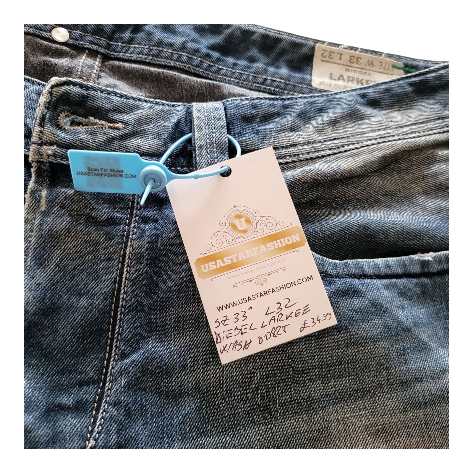 Vintage Diesel Larkee W33 L32 Jeans – Wash 008ZT – Made in Italy