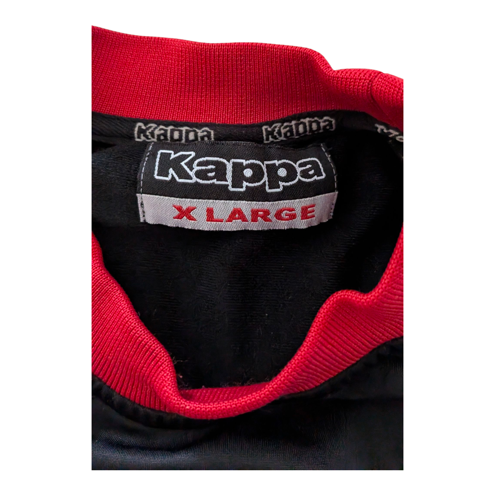 Kappa Youth XL Black Red Pullover Sweatshirt Training Top Logo Crew Neck - USASTARFASHION