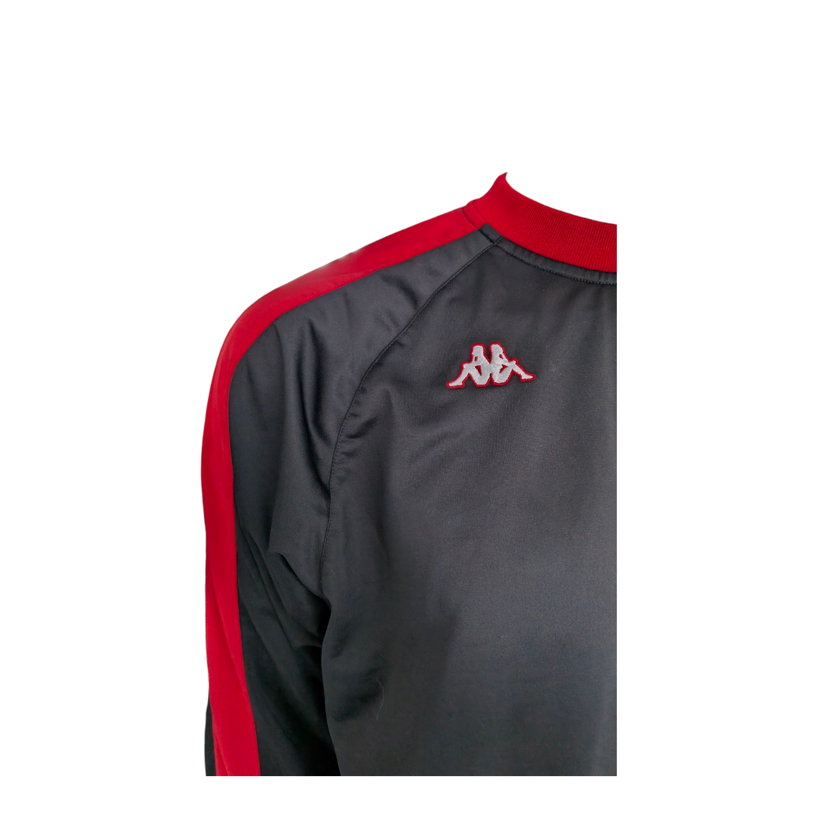 Kappa Youth XL Black Red Pullover Sweatshirt Training Top Logo Crew Neck - USASTARFASHION