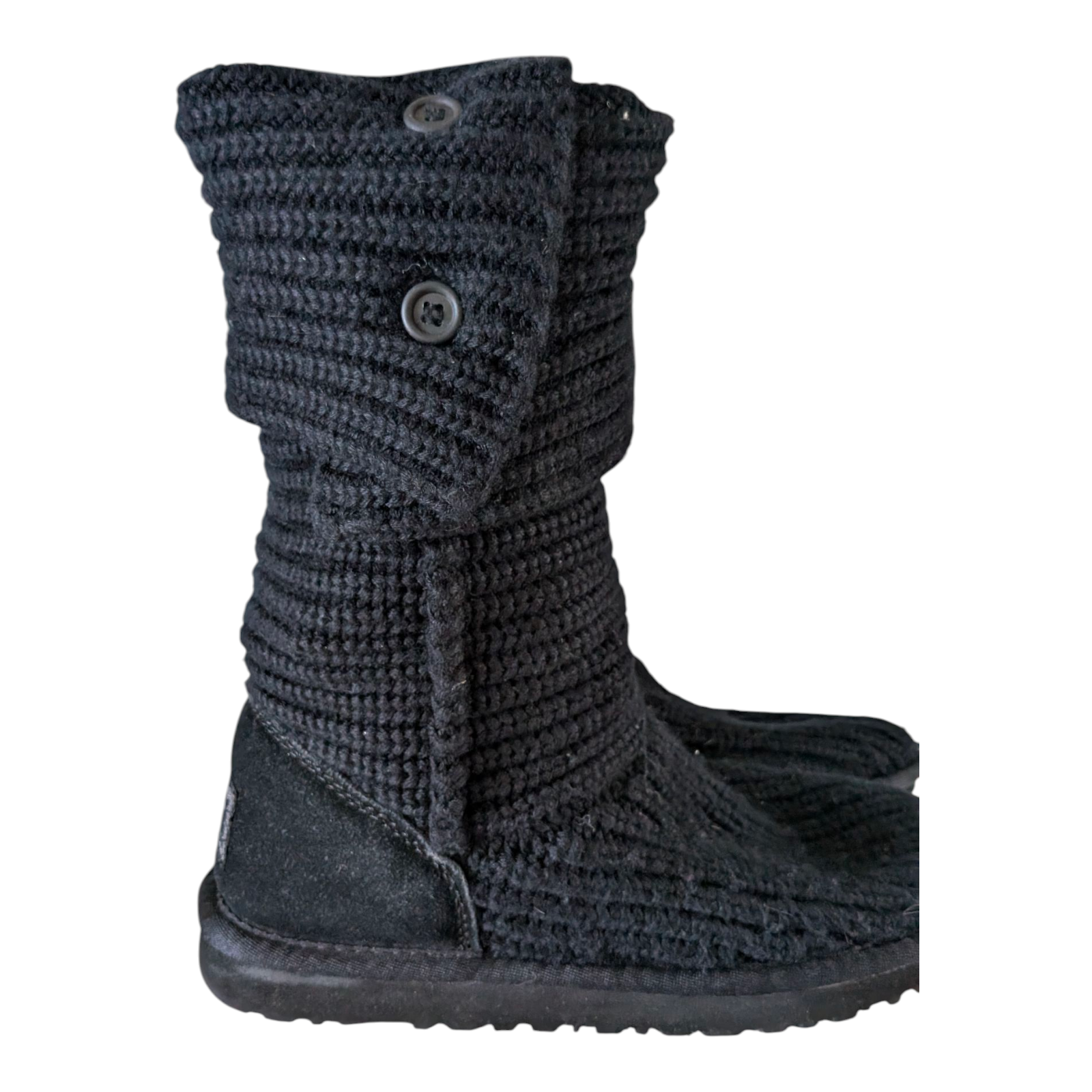 UGG Classic Cardy Knit Boots Black Women’s Size UK 6.5 / EU 39 Excellent Conditi - USASTARFASHION