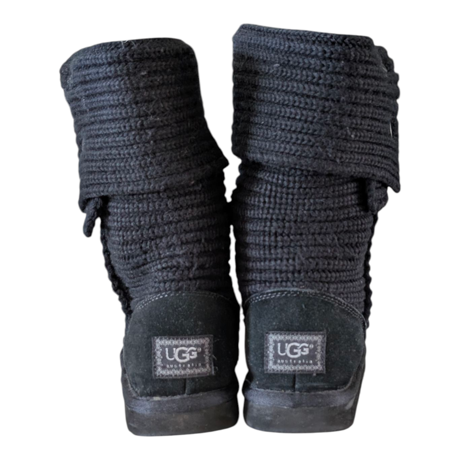 UGG Classic Cardy Knit Boots Black Women’s Size UK 6.5 / EU 39 Excellent Conditi - USASTARFASHION
